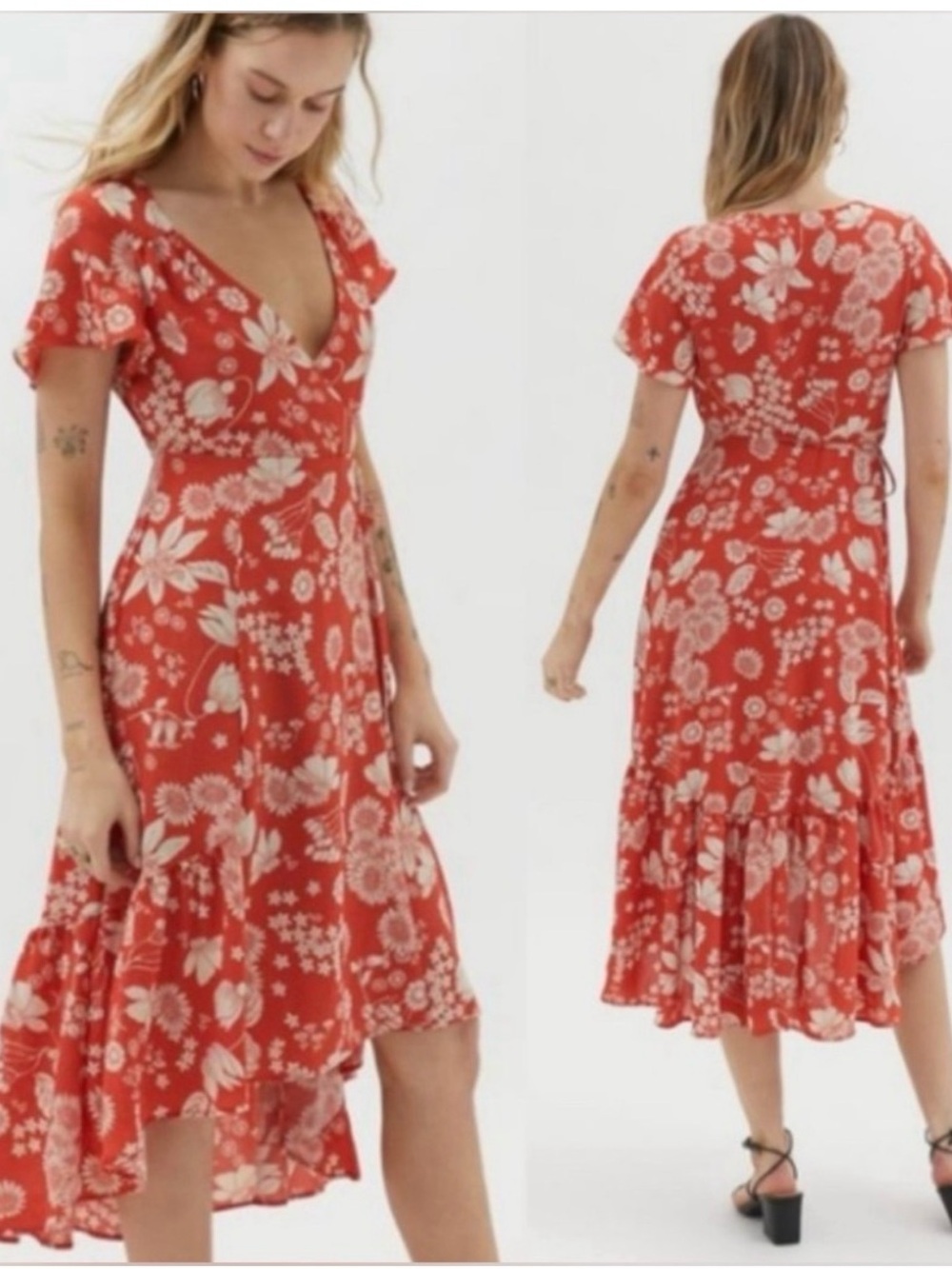 Urban Outfitters Floral High-Low Midi Dress